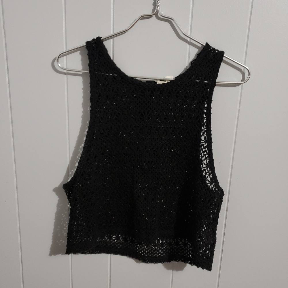 Anthro painted threads cropped crochet tank top